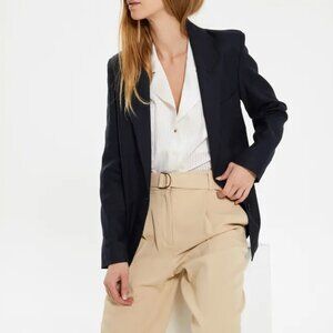 Sessun • Henri Navy Blue Linen Cotton Two Button Sport Coat Blazer Jacket • Sz L